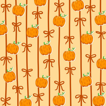 Pumpkin Bow Pattern Background