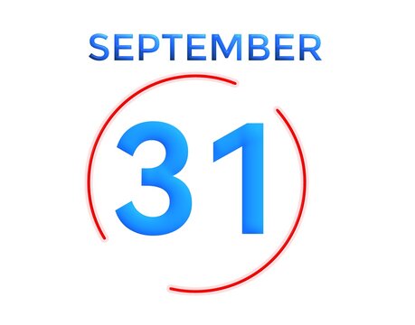 September 31 calendar in light blue and dark blue gradient colors with a red circle on a white background