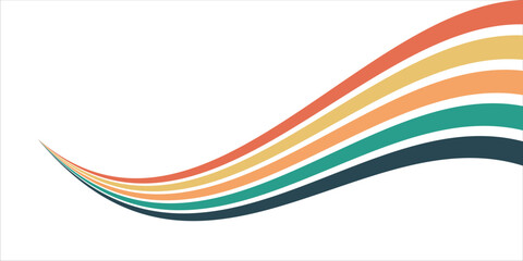Obraz premium Abstract background of rainbow groovy Wavy Line design in 1970s Hippie Retro style. Vector pattern ready to use for cloth, textile, wrap and other.