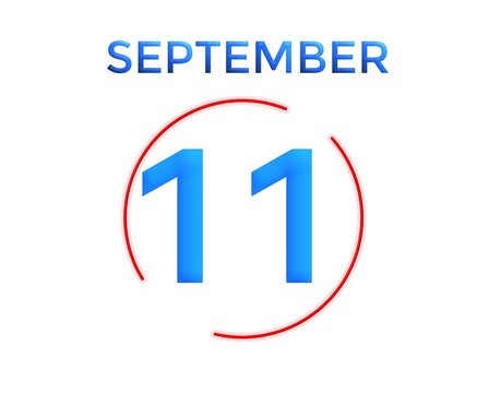 September 11 calendar in light blue and dark blue gradient colors with a red circle on a white background