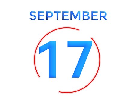 September 17 calendar in light blue and dark blue gradient colors with a red circle on a white background