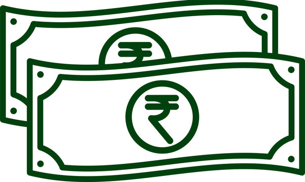 Two Overlapping Wavy Indian Rupee Banknotes Art