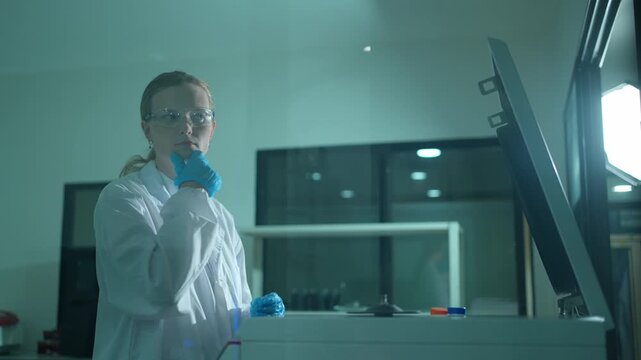 Young female laboratory technician or research scientist placing test tubes into a centrifuge for DNA and medical analysis