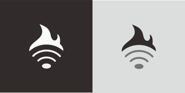 Creative logo design featuring a flame and wifi symbol.