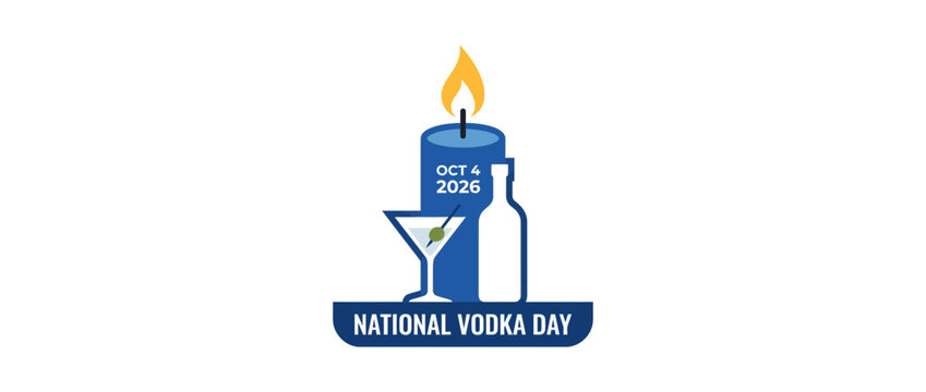 A graphic illustration celebrating National Vodka Day with a candle and cocktail.