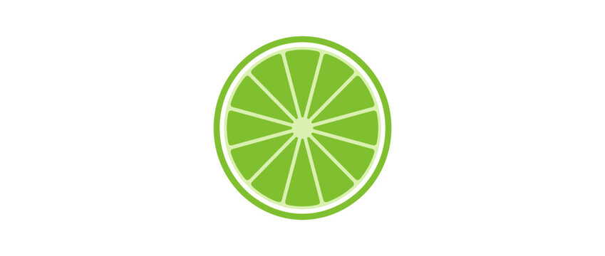 A vibrant green lime slice isolated on a clean white background.