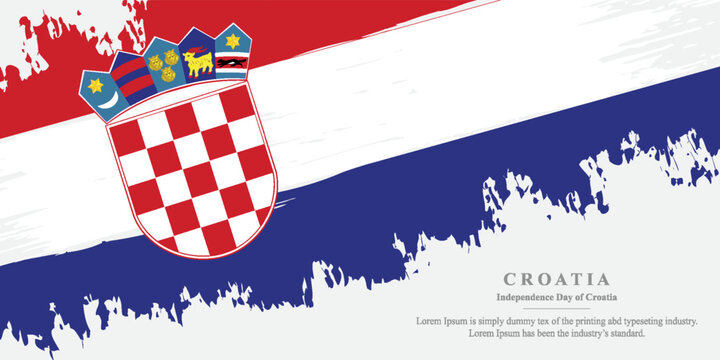 Happy independence day of Croatia with artistic watercolor country flag background. Vector ilustration