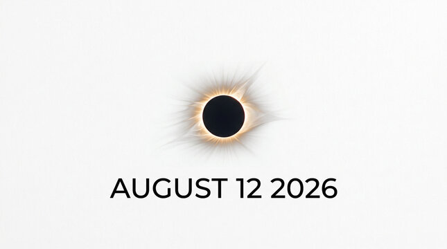Solar eclipse event graphic announcing the date August 12, 2026.
