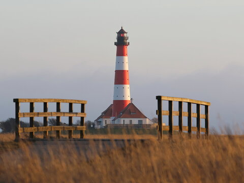 Westerhever Leuchtturm an der Nordsee, Deutschland