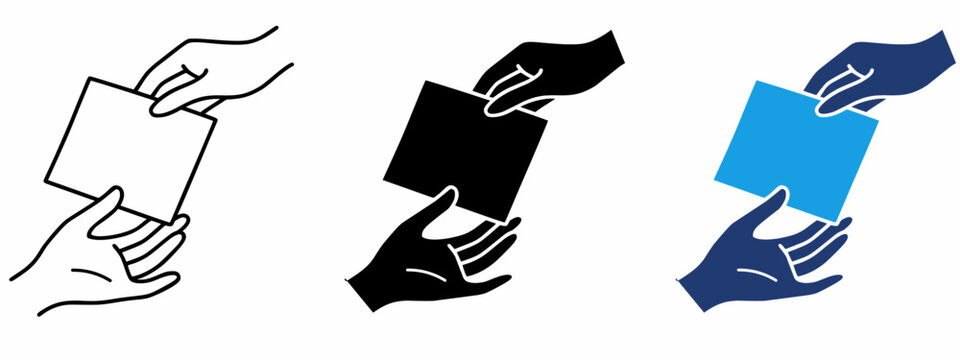 Business Card Exchange hand icon collections. Containing Giving document, Receiving paper, Sharing info, Corporate and more icons.