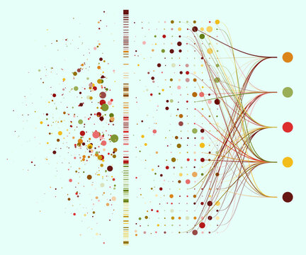 Vector Big Data Flow Visualization with Colorful Network Connections and Analytics Mapping