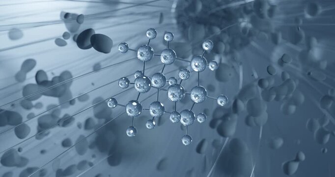 Adamantane rotating molecular structure, 3d ball-and-stick model, looped video antiviral intermediate
