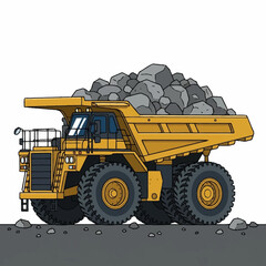 Large Yellow Mining Dump Truck Vehicle. © PRASETIA