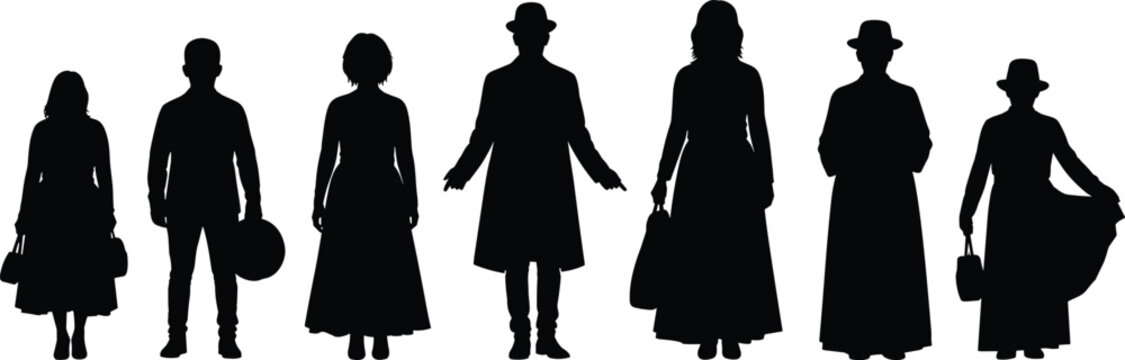 Vintage People Silhouette Collection Featuring Formal and Traditional Outfits