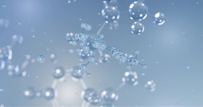 Dimetofrine rotating 3D model of beta-adrenergic agonist, seamless looped video

