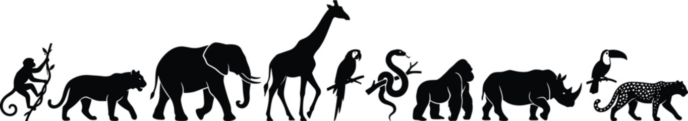 Wild Animal Silhouette Collection for Jungle and Safari Design Concepts © Sabbir's World