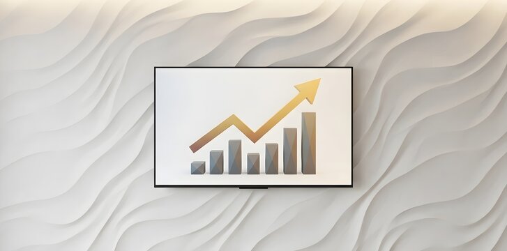Minimal graphic frame showcasing an upward financial graph trend chart hanging on modern wall