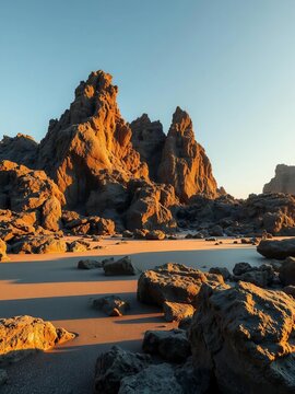 Rocky Coastal Landscape at Golden Hour