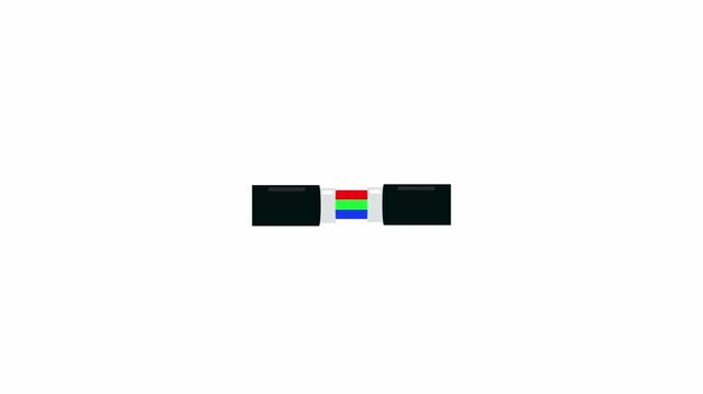Animated icon showing a severed cable, severed cable concept. Green background