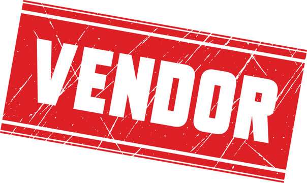 VENDOR: A professional dual-line rectangular rubber stamp graphic for clear business and administrative document marking applications
