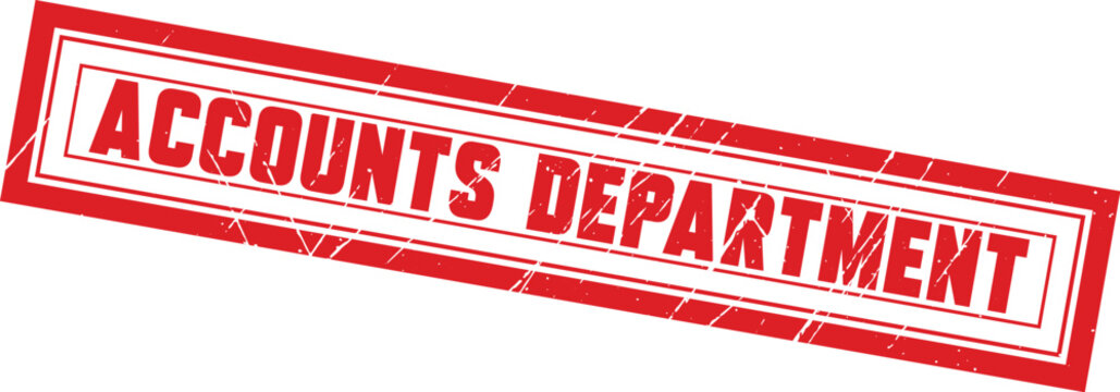 ACCOUNTS DEPARTMENT: A double-bordered red rubber stamp providing a formal and distinct marking for all your internal financial records.
