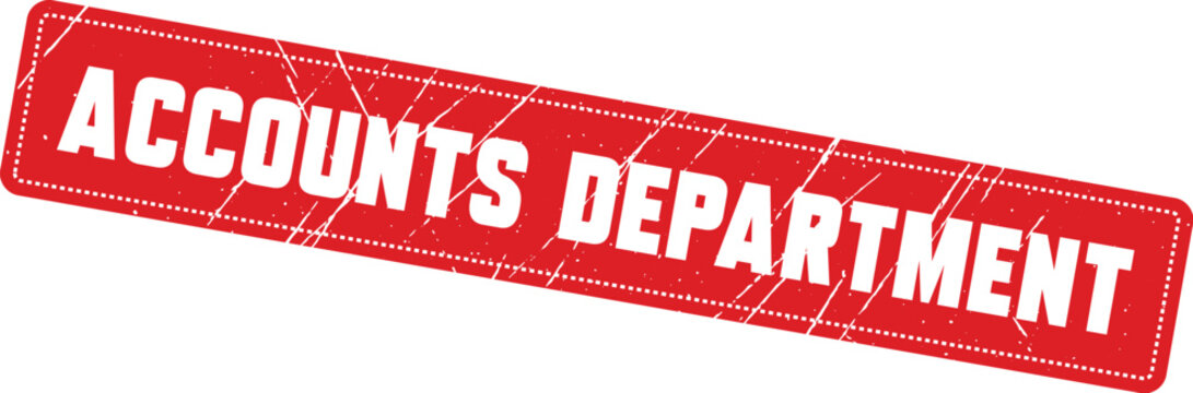 ACCOUNTS DEPARTMENT: A dotted-border red rubber stamp with a vintage aesthetic for classic financial document handling and verification.