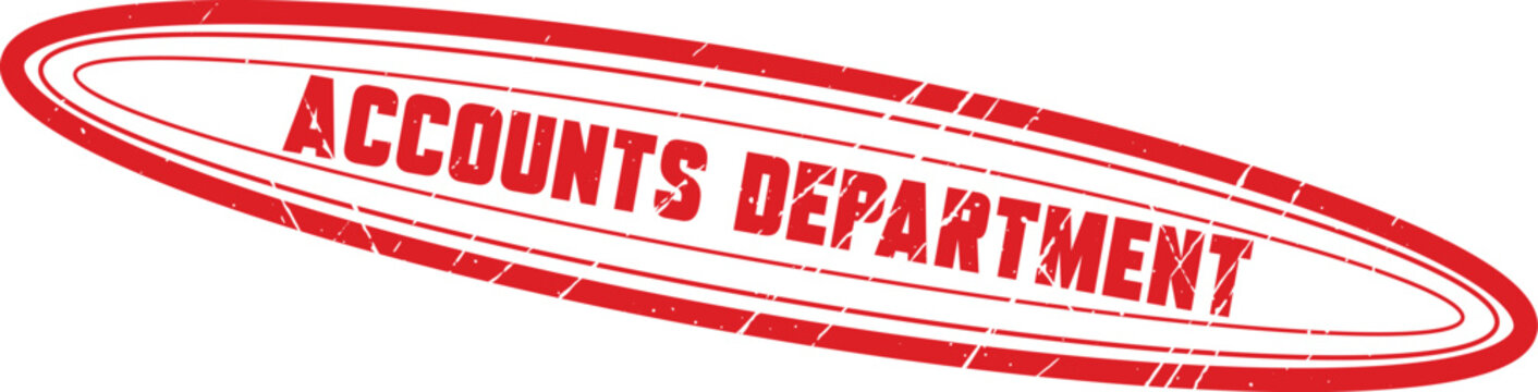 ACCOUNTS DEPARTMENT: An oval double-line red rubber stamp offering a sophisticated look for official business and financial verification.