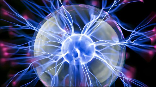 Plasma globe with crackling electric energy abstract science, abstract motion background for modern creative design