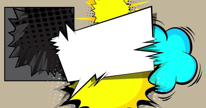 Cartoon background animation, comic book backdrop video. Retro comics pop art design.