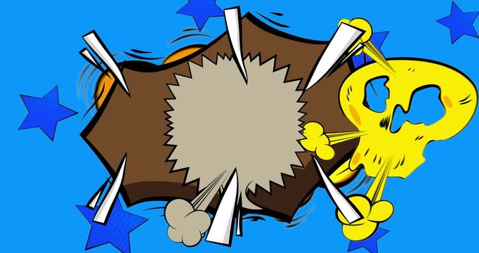 Cartoon background animation, comic book backdrop video. Retro comics pop art design.