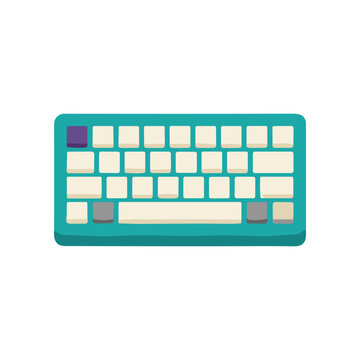Teal keyboard with white keys.