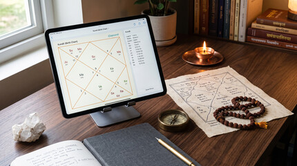 Obraz premium Astrologer Altar with Manuscript