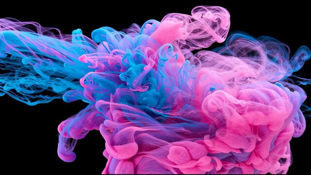 Colorful ink diffusing in water on black background abstract, abstract motion background for modern creative design