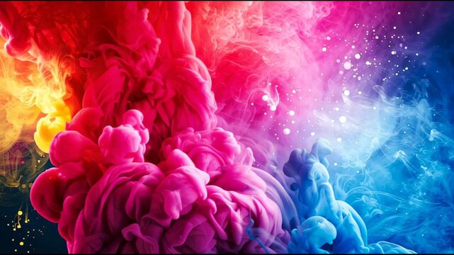 Blue and pink ink swirling in water colorful abstract background, abstract motion background for modern creative design