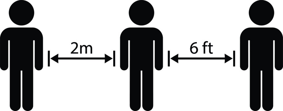 People keeping distance with measurement