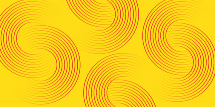 Collection of yellow and red concentric circles. Collection of radial sound wave or sonar rings. Pack of radar icon symbols, targets, dashed lines, halftones, Modern.