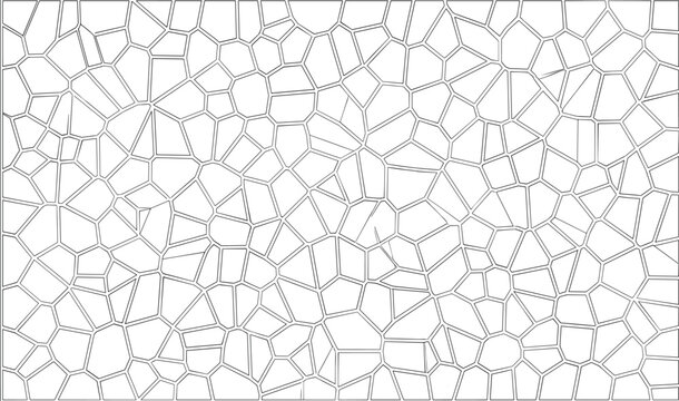 Abstract voronoi cell seamless pattern with cracked stone mosaic linear layout vector texture background
