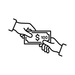 Fototapeta premium Handing Over Cash Finance Icons Representing Transactional Payments and Business Wealth Transfer