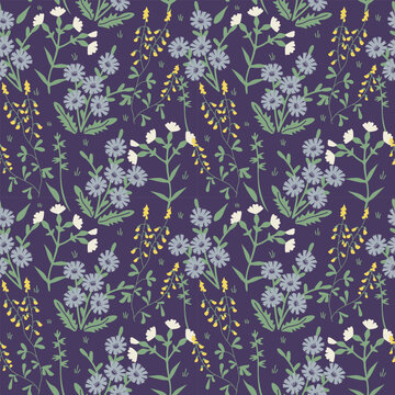 Wild meadow decorative flowers pattern