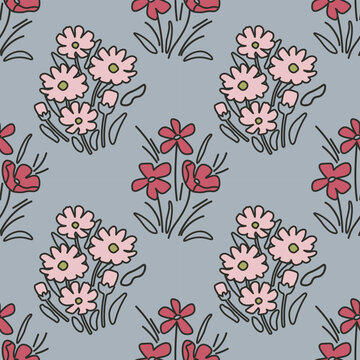 Seamless floral decorative vector pattern