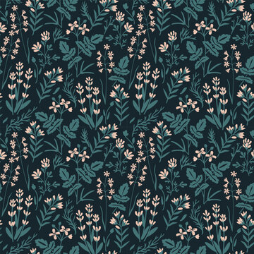 Pink ditsy flowers vector pattern
