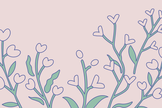 Decorative floral background with heart shaped flowers