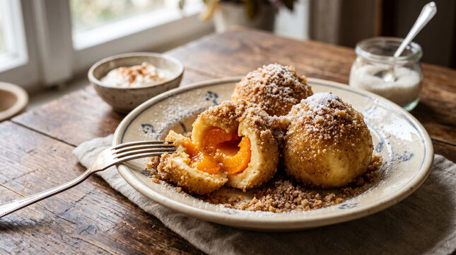 apricot dumplings cut open juicy filling