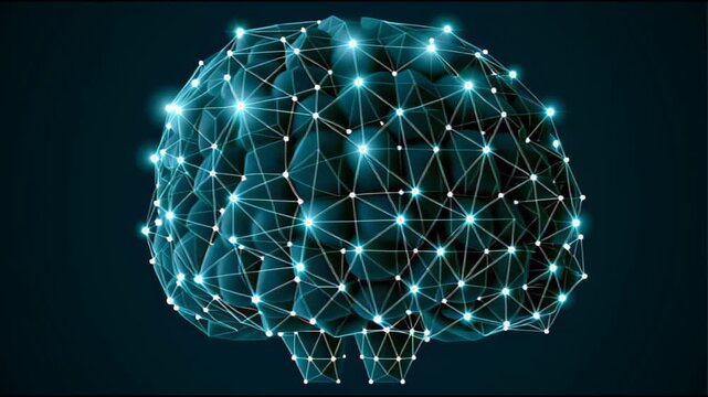 Glowing digital brain with network connections artificial intelligence, futuristic artificial intelligence and machine