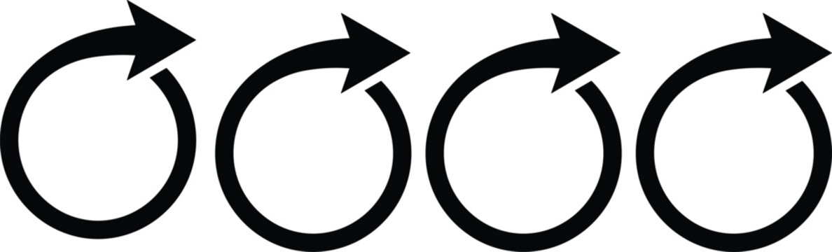 Circular refresh arrow vector icon set with repetitive loop reload repeat and reset rotation concept design
