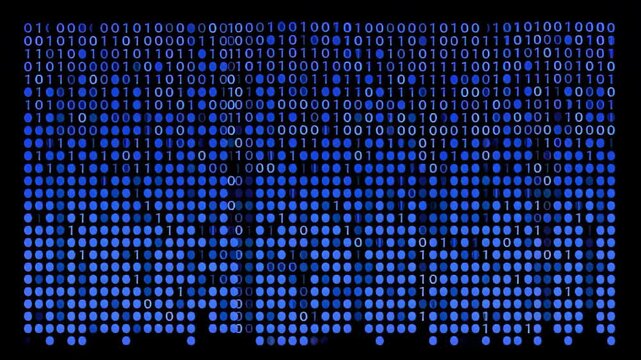 Digital matrix code data stream falling technology background, digital technology and data network concept background