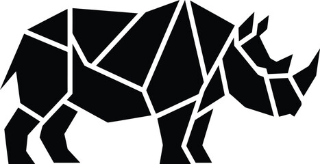 Modern geometric rhinoceros animal silhouette polygonal graphic vector illustration © SEMA