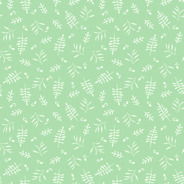 Delicate white foliage on green pattern