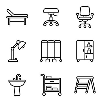 Primary Care Clinic And Medical Practice Line Icon Set
