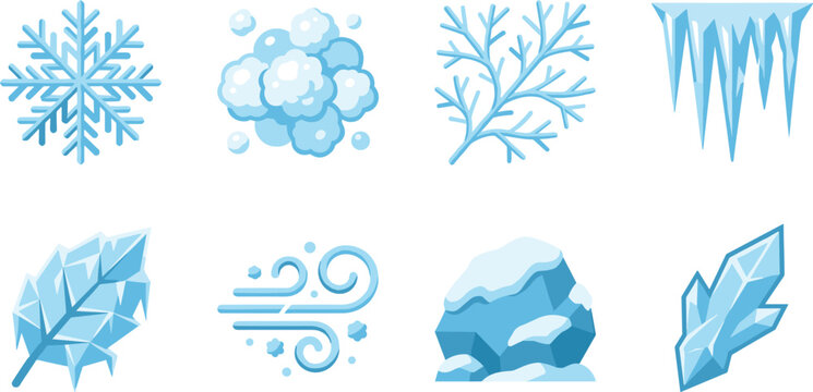Winter Frost and Ice Element Icon Set